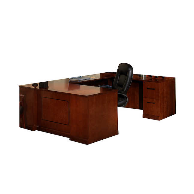 Sursbf72esp Sorrento Executive Straight Front & Right Bridgeu-shaped Desk, Pencil-box-file & File-file Pedestals - Espresso