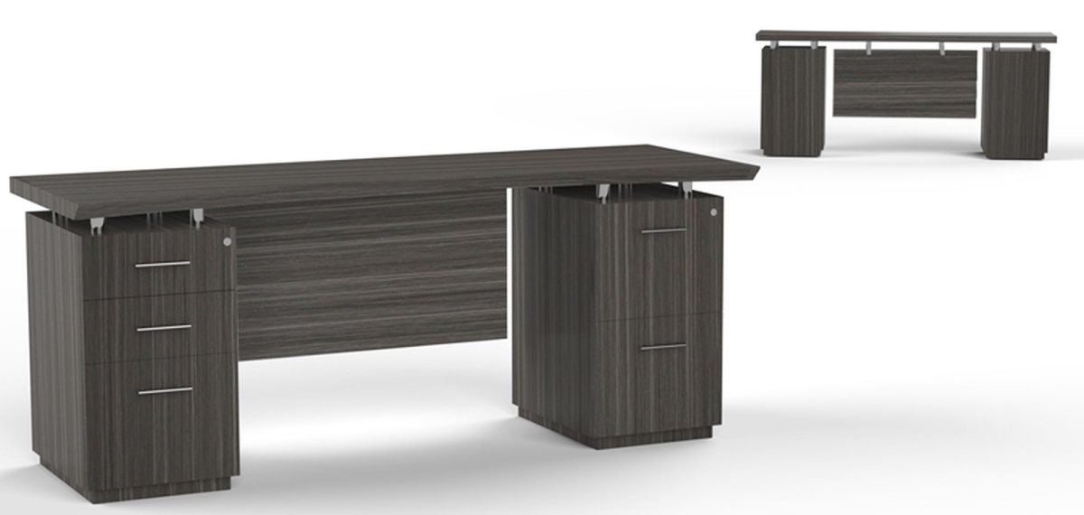 Stec72bftdw 72 In. Sterling Credenza, Box-box-file & File-file Pedestals - Textured Driftwood - 29.5 X 72 X 24 In.