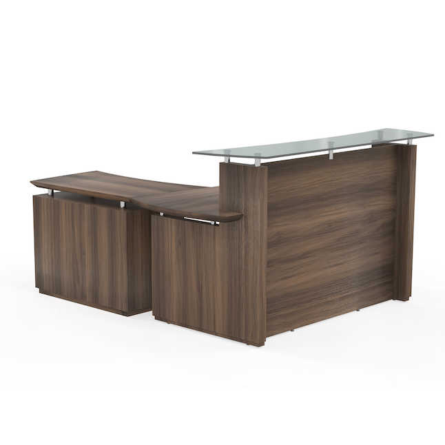 Stg34tbs 72 In. Sterling Reception Station, 1 Reception Lateral File With Acrylic Door - Textured Brown Sugar - 42.75 X 72 X 80.5 In.