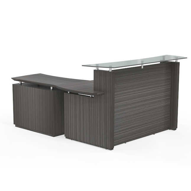 Stg34tdw 72 In. Sterling Reception Station, 1 Reception Lateral File With Acrylic Door - Textured Driftwood - 42.75 X 72 X 80.5 In.