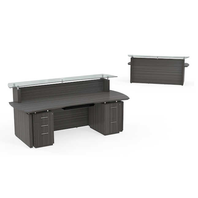 Stg30tdw 96 In. Sterling Reception Station, Box-box-file & File-file Pedestals - Textured Driftwood - 42.75 X 96 X 37.5 In.