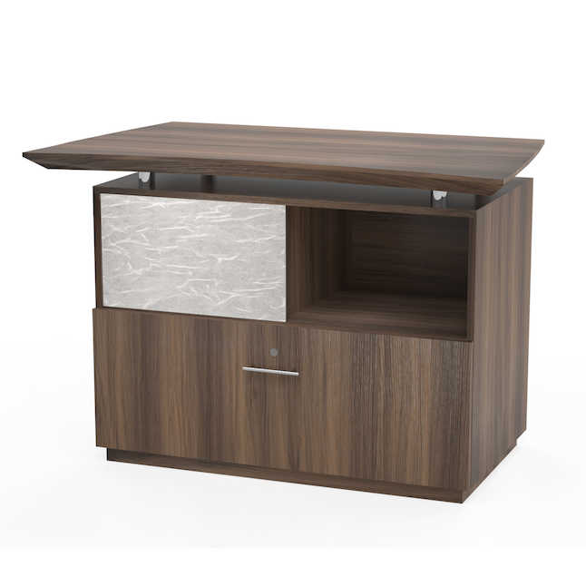 Sterctbs Sterling Reception Lateral File Storage Cabinet With Sliding Acrylic Door - Textured Brown Sugar - 29.5 X 43 X 24 In.