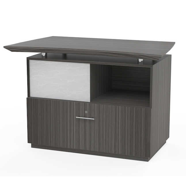 Sterctdw Sterling Reception Lateral File Storage Cabinet With Sliding Acrylic Door - Textured Driftwood - 29.5 X 43 X 24 In.