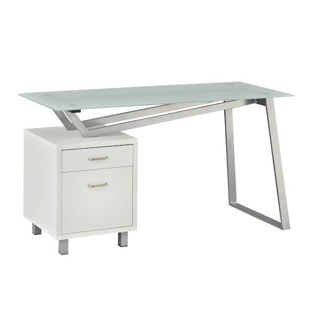1001vgww Soho V-desk With Glass Top - White