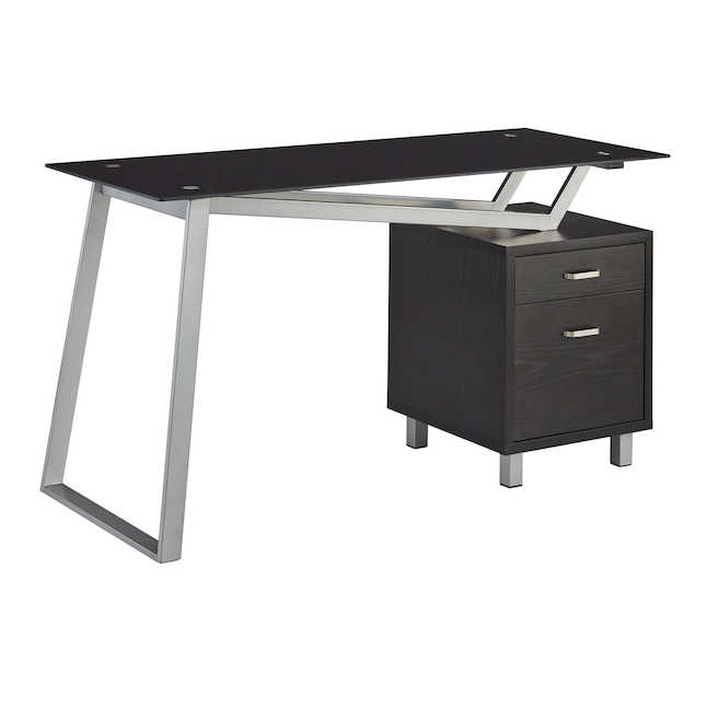 1001vgbb Soho V-desk With Glass Top - Black