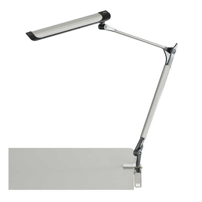 Safco 1003sl 10w Silver Z-arm Led Drafting Light With C-clamp & 3-step Dimmer - 21 X 3 X 28 In.