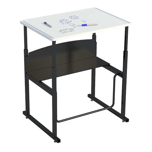Safco 1203de 28 X 20 In. Alpha Better Adjustable-height Stand-up Desk - Dry Erase Top & Swinging Footrest Bar