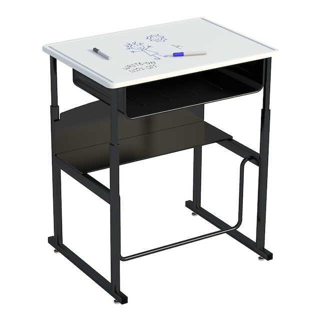 Safco 1204de 28 X 20 In. Alpha Better Adjustable-height Stand-up Desk - Dry Erase Top, Book Box & Swinging Footrest Bar