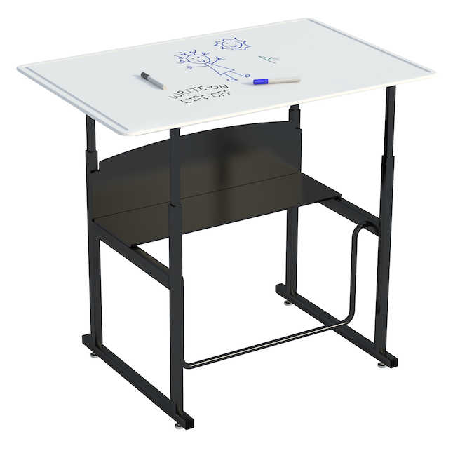 Safco 1208de 36 X 24 In. Alpha Better Adjustable-height Stand-up Desk - Dry Erase Top & Swinging Footrest Bar