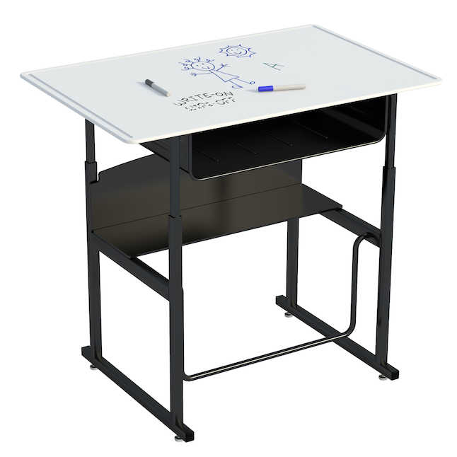 Safco 1209de 36 X 24 In. Alpha Better Adjustable-height Stand-up Desk - Dry Erase Top, Book Box & Swinging Footrest Bar