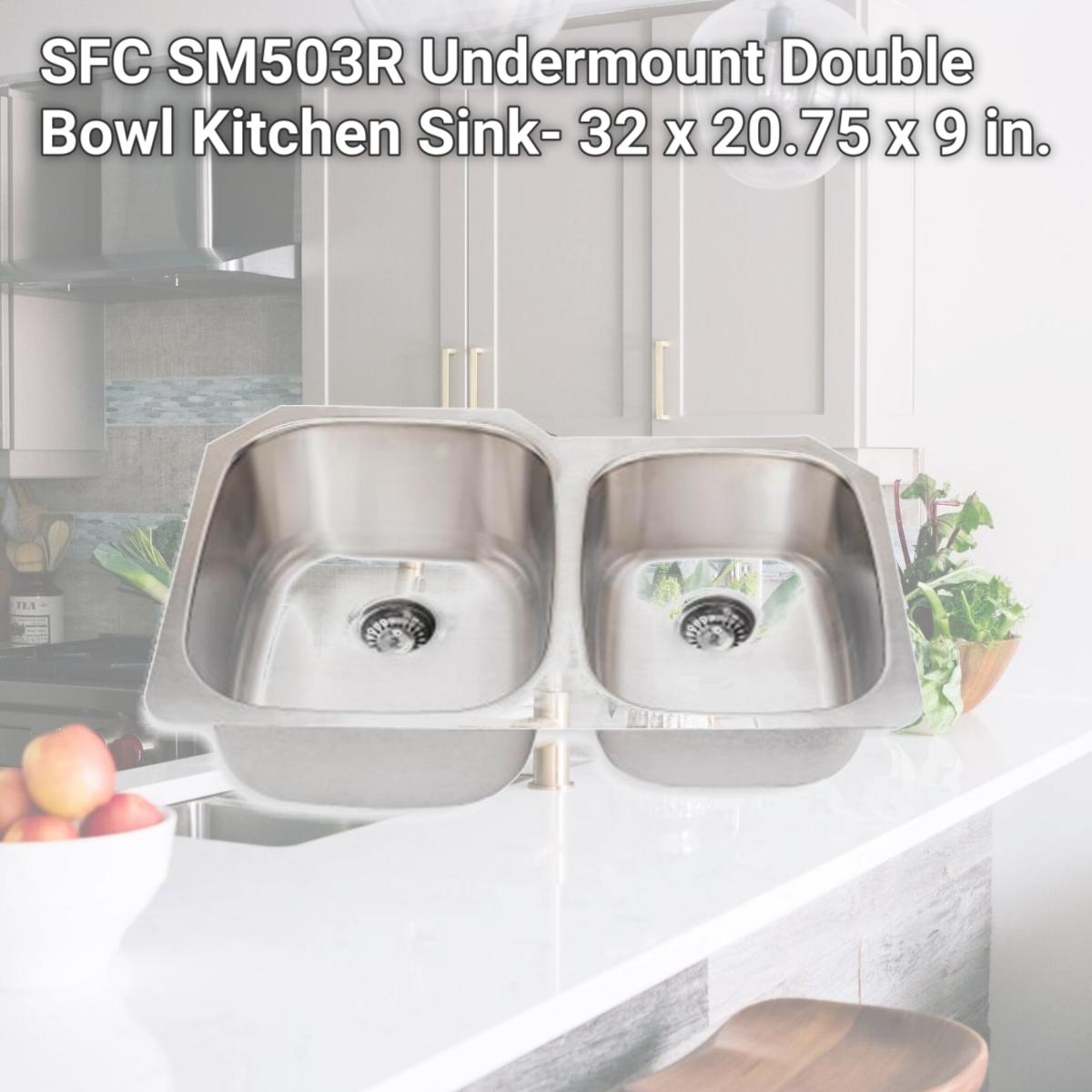 Picture of SFC SM503R Undermount Double Bowl Kitchen Sink- 32 x 20.75 x 9 in.