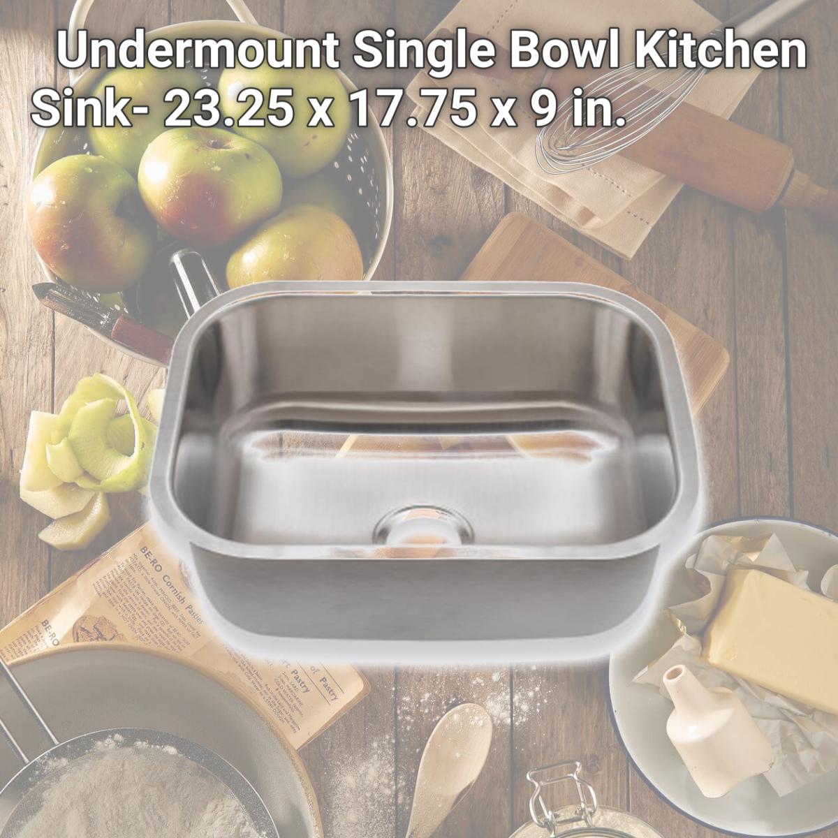 Picture of SFC SM2318 Undermount Single Bowl Kitchen Sink- 23.25 x 17.75 x 9 in.