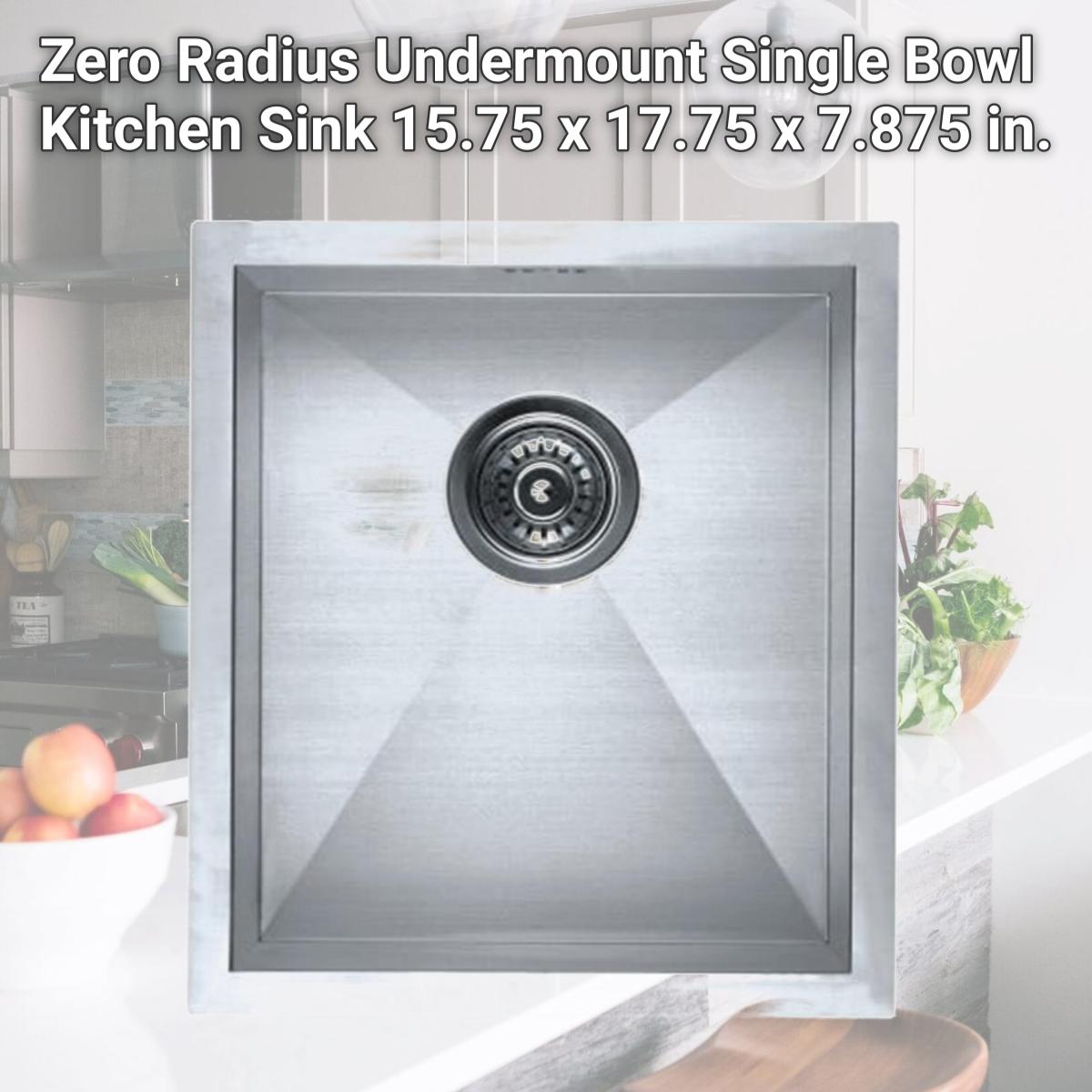 Picture of SFC F4045 Zero Radius Undermount Single Bowl Kitchen Sink, 15.75 x 17.75 x 7.875 in.