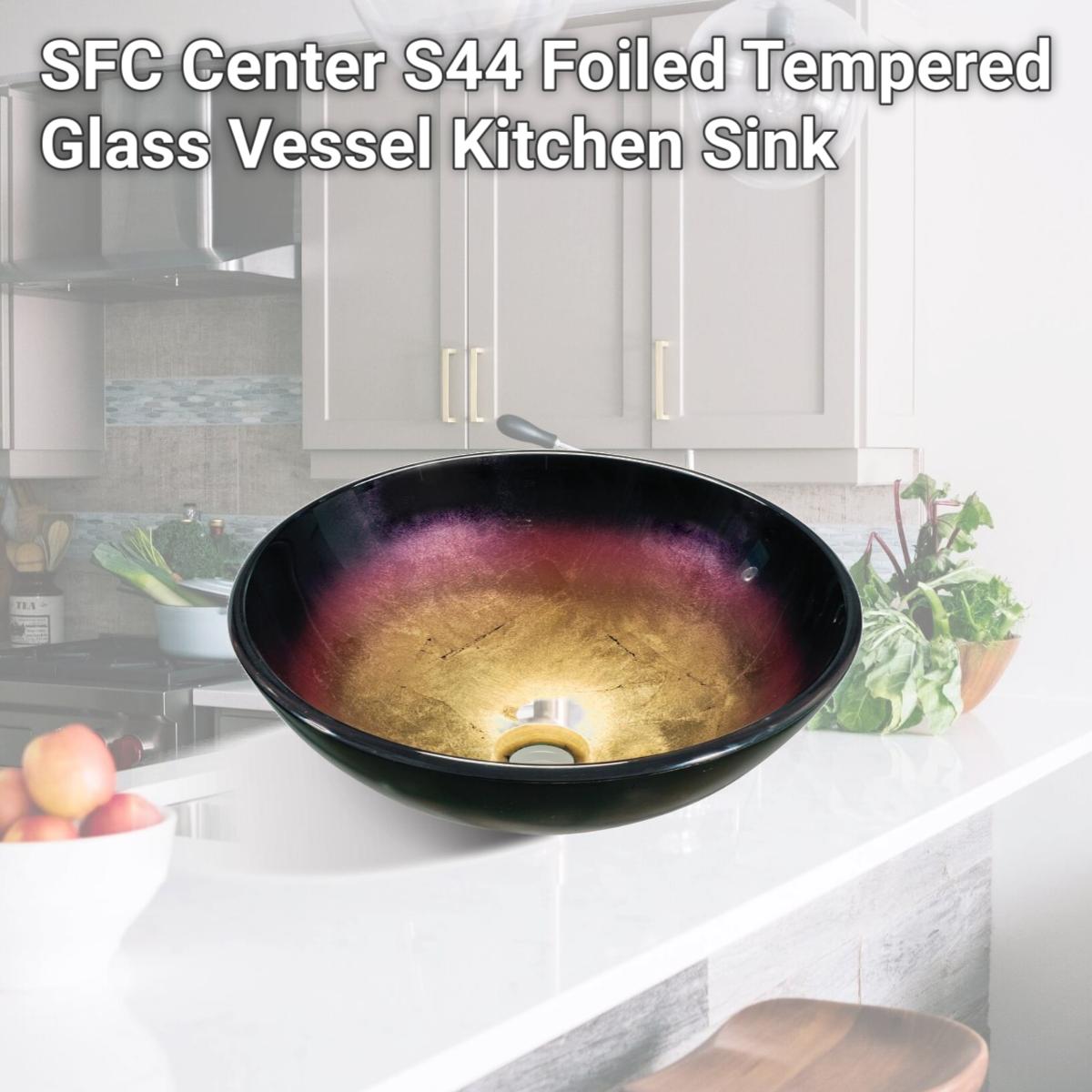 Picture of SFC Center S44 Foiled Tempered Glass Vessel Kitchen Sink