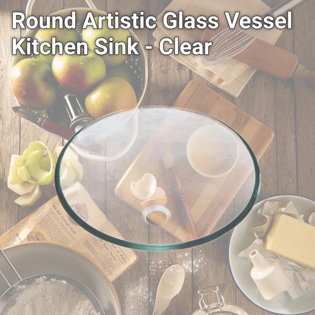 Picture of SFC Center SGE05004-1-C Round Artistic Glass Vessel Kitchen Sink - Clear