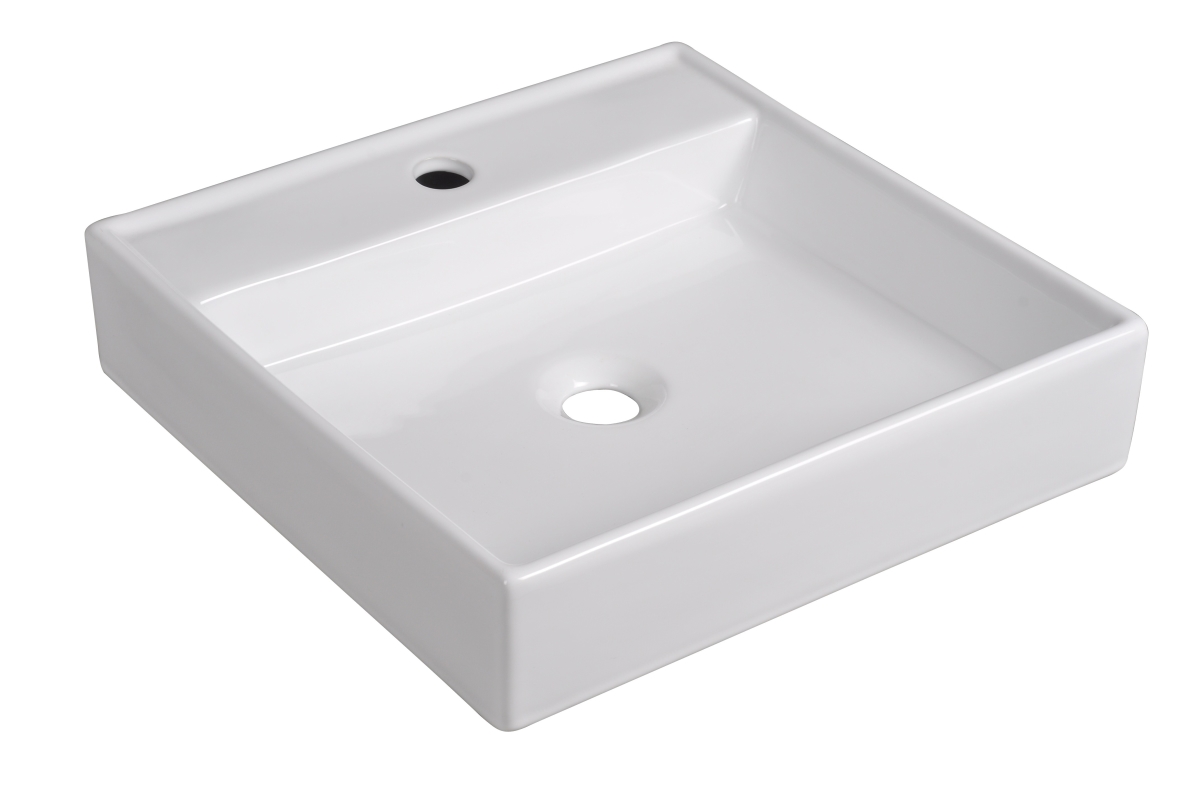 Tp-7657 White Artistic Porcelain Vessel Bathroom Sink, 17.7 X 17.7 X 4.125 In.
