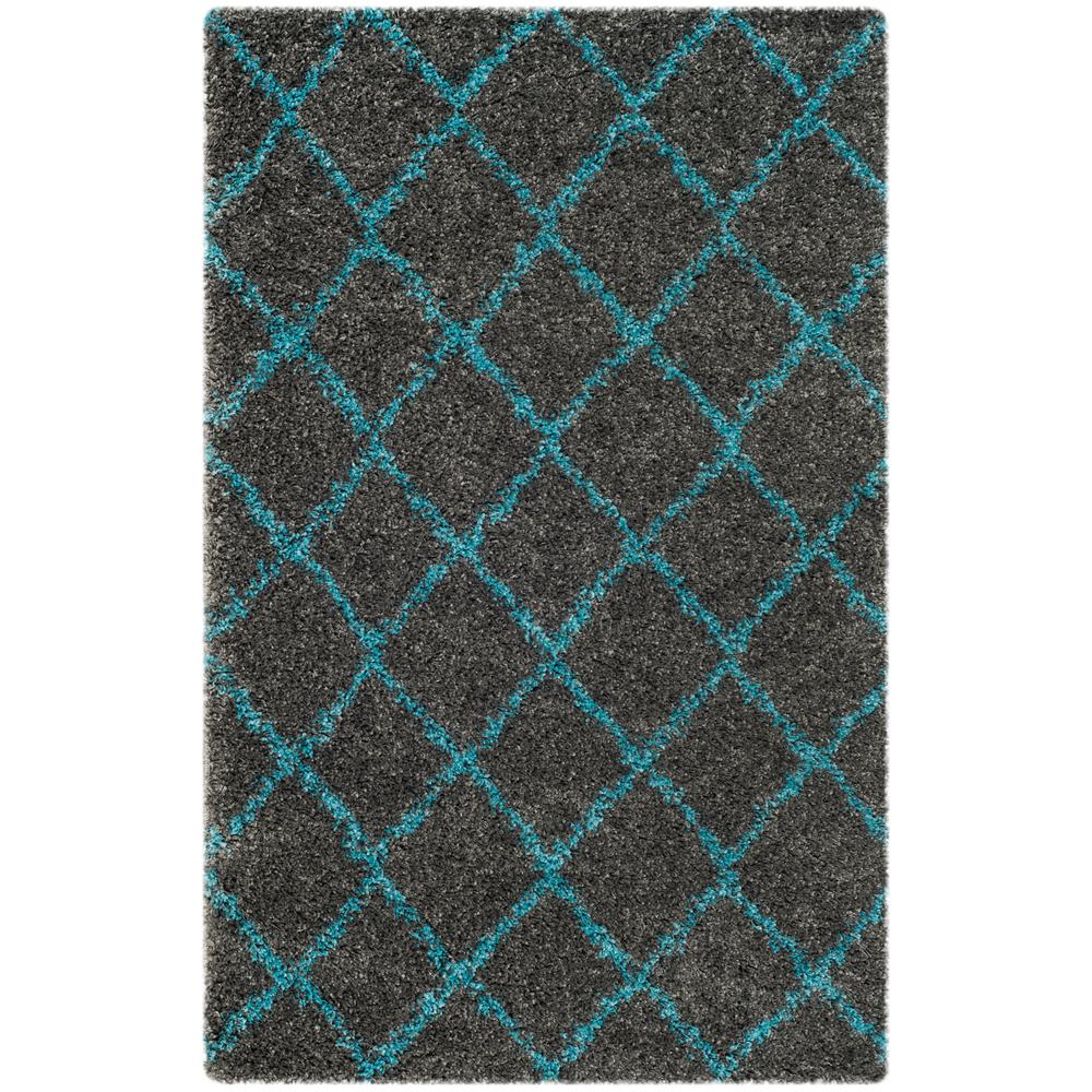 Asg742k-7 6 Ft. - 7 In. X 9 Ft. - 2 In. Arizona Shag Power Loomed Rug, Medium Rectangle - Grey & Turquoise