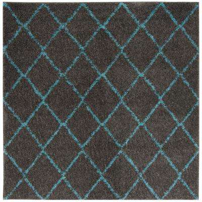 Asg742k-7sq 6 Ft. - 7 In. X 6 Ft. - 7 In. Arizona Shag Power Loomed Rug, Square - Grey & Turquoise