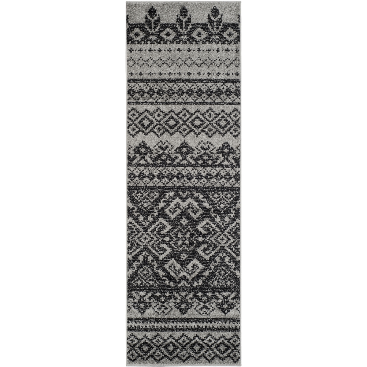 Adr107a-216 Adirondack Runner Rug, Silver & Black - 2 Ft. 6 In. X 16 Ft.