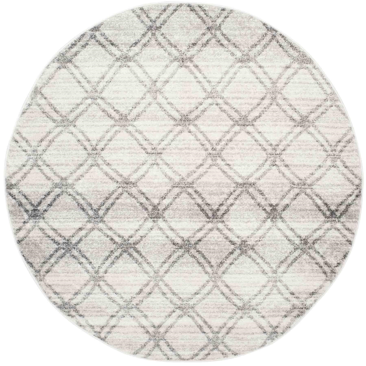 Adr105p-4r Adirondack Round Area Rug, Silver & Charcoal - 4 X 4 Ft.