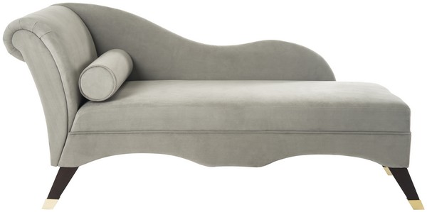 Fox6284b 30 X 63 X 27.5 In. Caiden Velvet Chaise With Pillow, Grey