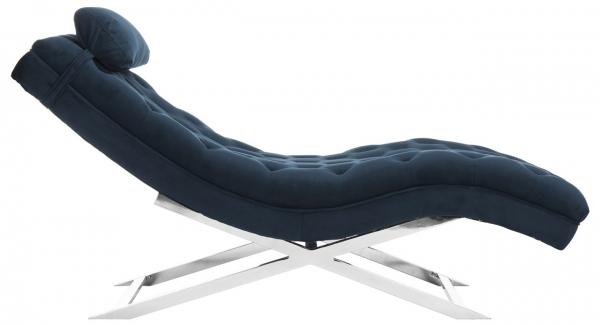 Fox6286b 33 X 65 X 23 In. Monroe Chaise With Headrest Pillow, Navy