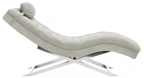 Fox6286c 33 X 65 X 23 In. Monroe Chaise With Headrest Pillow, Grey