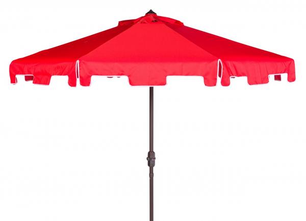 Pat8000j 9 Ft. Uv Resistant Zimmerman Crank Market Push Button Tilt Umbrella With Flap, Red