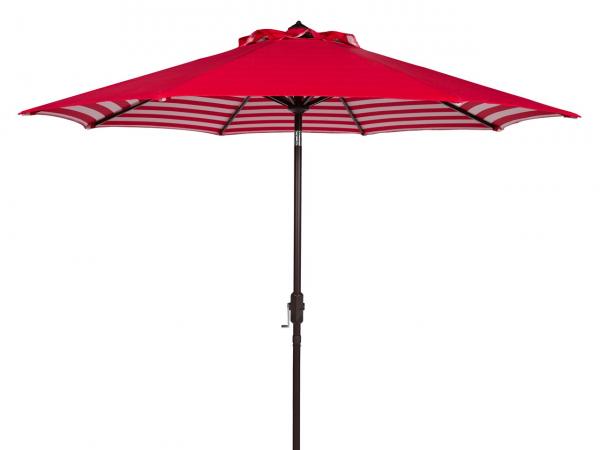 Pat8007f 9 Ft. Athens Inside Out Striped Crank Outdoor Auto Tilt Umbrella, Red