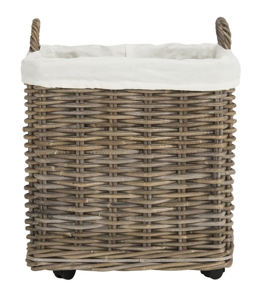 Hac6000a 21.6 X 23.6 X 23.6 In. Amari Rattan Square Baskets With Wheels, Natural - Set Of 2