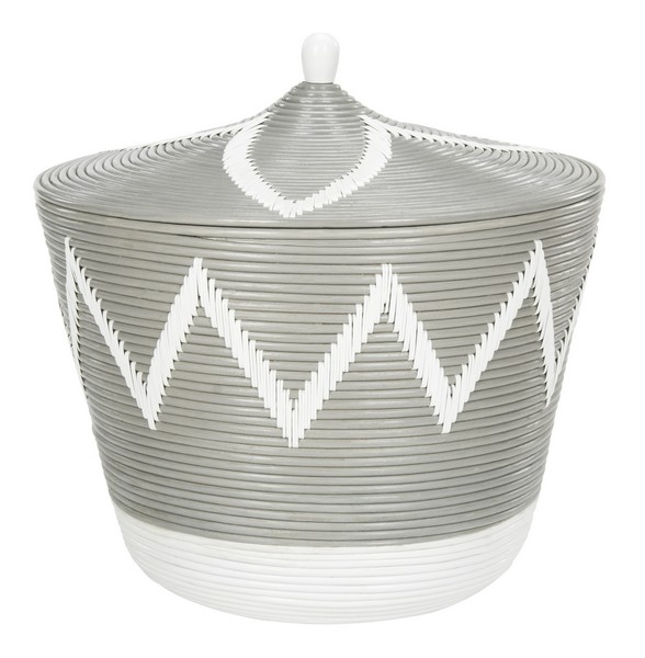 Hac6003a 24.8 X 23.6 X 23.6 In. Santori Rattan Jar Basket, Grey & White