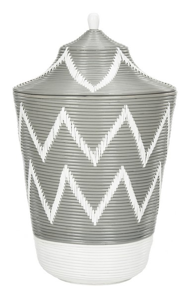 Hac6004a 34.2 X 20.8 X 20.8 In. Reina Rattan Jar Basket, Grey & White