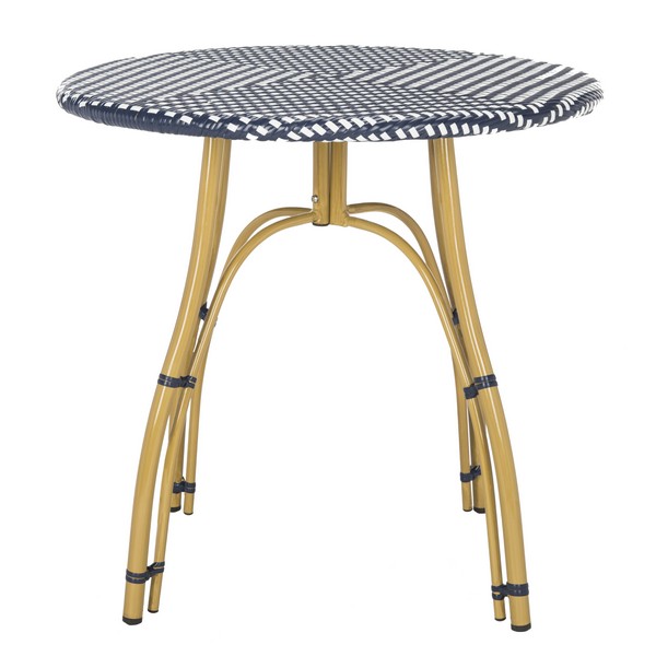 Pat4011a 30 X 31.5 X 31.5 In. Kylie Rattan Bistro Table, Navy & White