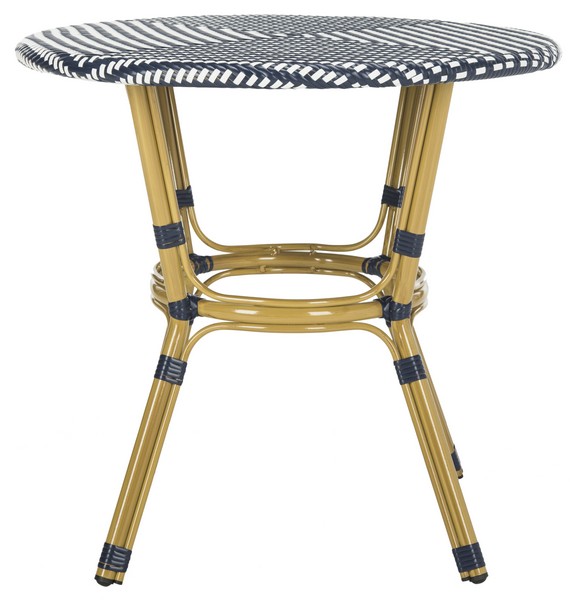 Pat4012a 30 X 31.5 X 31.5 In. Sidford Rattan Bistro Table, Navy & White