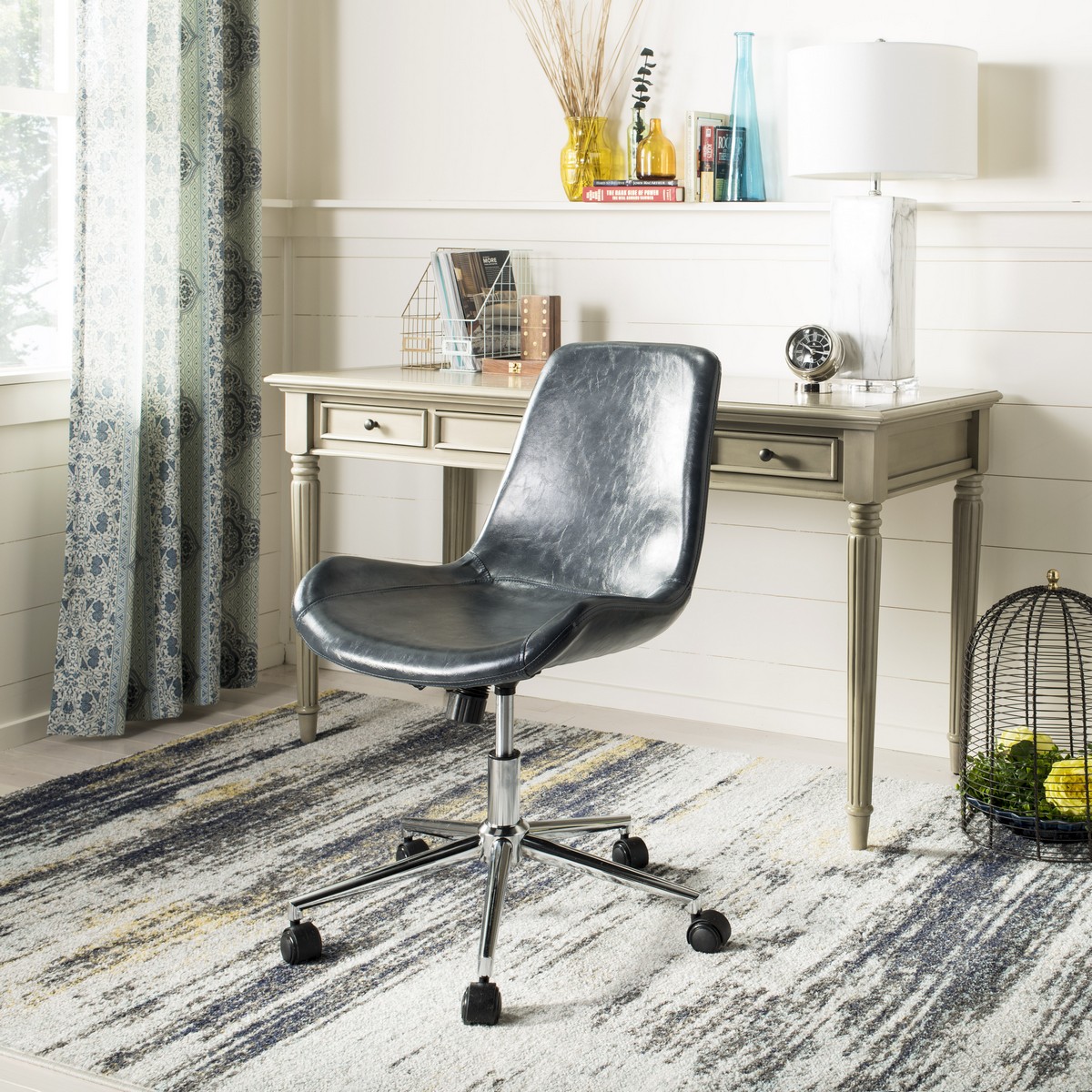 Och7501c Fletcher Swivel Office Chair, Dark Grey & Chrome