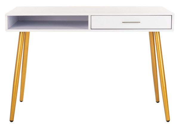 Dsk2200c Jorja 1 Drawer 1 Shelf Desk, White & Gold