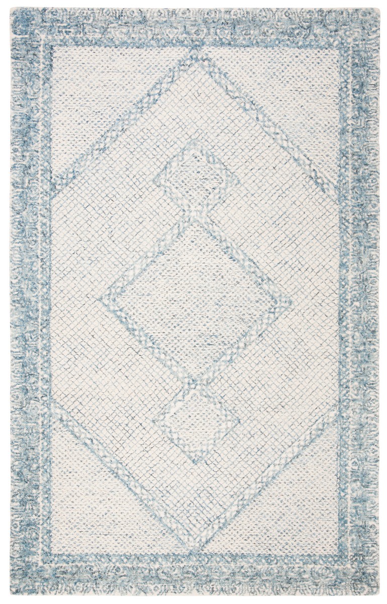 Abt345m-4 4 X 6 Ft. Abstract Bohemian Rectangle Rug, Ivory & Blue