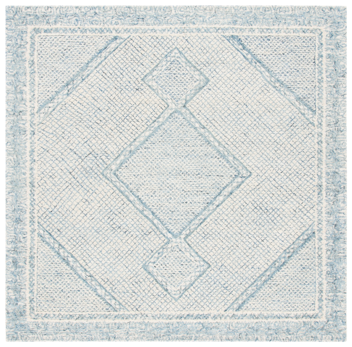 Abt345m-6sq 6 X 6 Ft. Abstract Bohemian Square Rug, Ivory & Blue