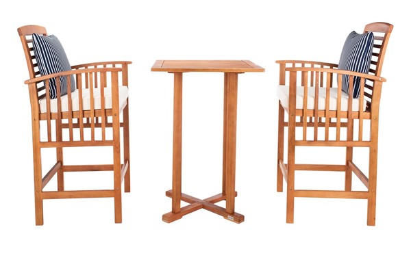 Pat7043f 39.8 In. Pate Bar Table Bistro Set, Natural & Beige - 3 Piece