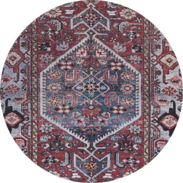 UPC 195058538442 product image for TSN126P-6R 6 x 6 ft. Tucson Traditional Power Loomed Round Rug, Rust & Blue | upcitemdb.com