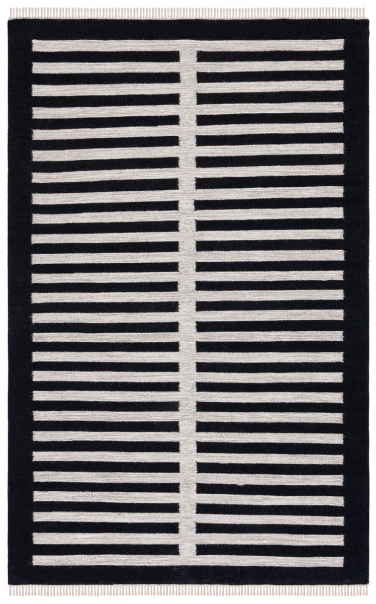UPC 195058685832 product image for STK806B-4 4 x 6 ft. Striped Kilim Flat Weave Rectangle Area Rug, Beige & Bla | upcitemdb.com