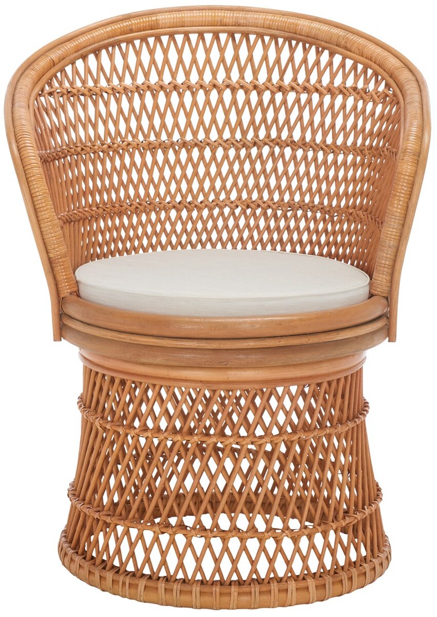 UPC 195058174572 product image for SEA7043A 26 x 28.5 x 36 in. Iola Swivel Accent Chair with Cushion - Natural & Wh | upcitemdb.com