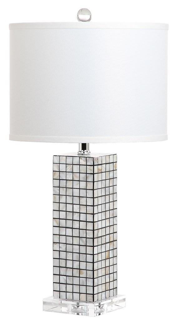 Lit4289a-set2 Skagway Table Lamp, White Shade With Black & Cream Base