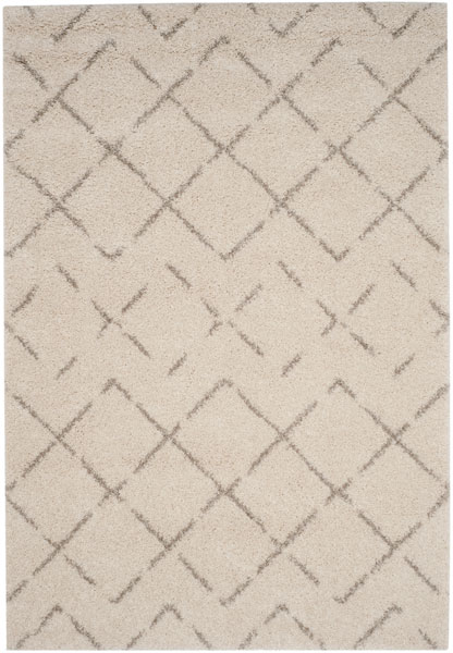 Asg743a-212 2 X 12 Ft. X 3 In. Contemporary Arizona Shag Power Loom Area Rug, Ivory & Beige