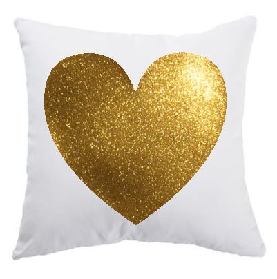Pls740a-1616 Heart Of Gold Pillow, Gold & Beige