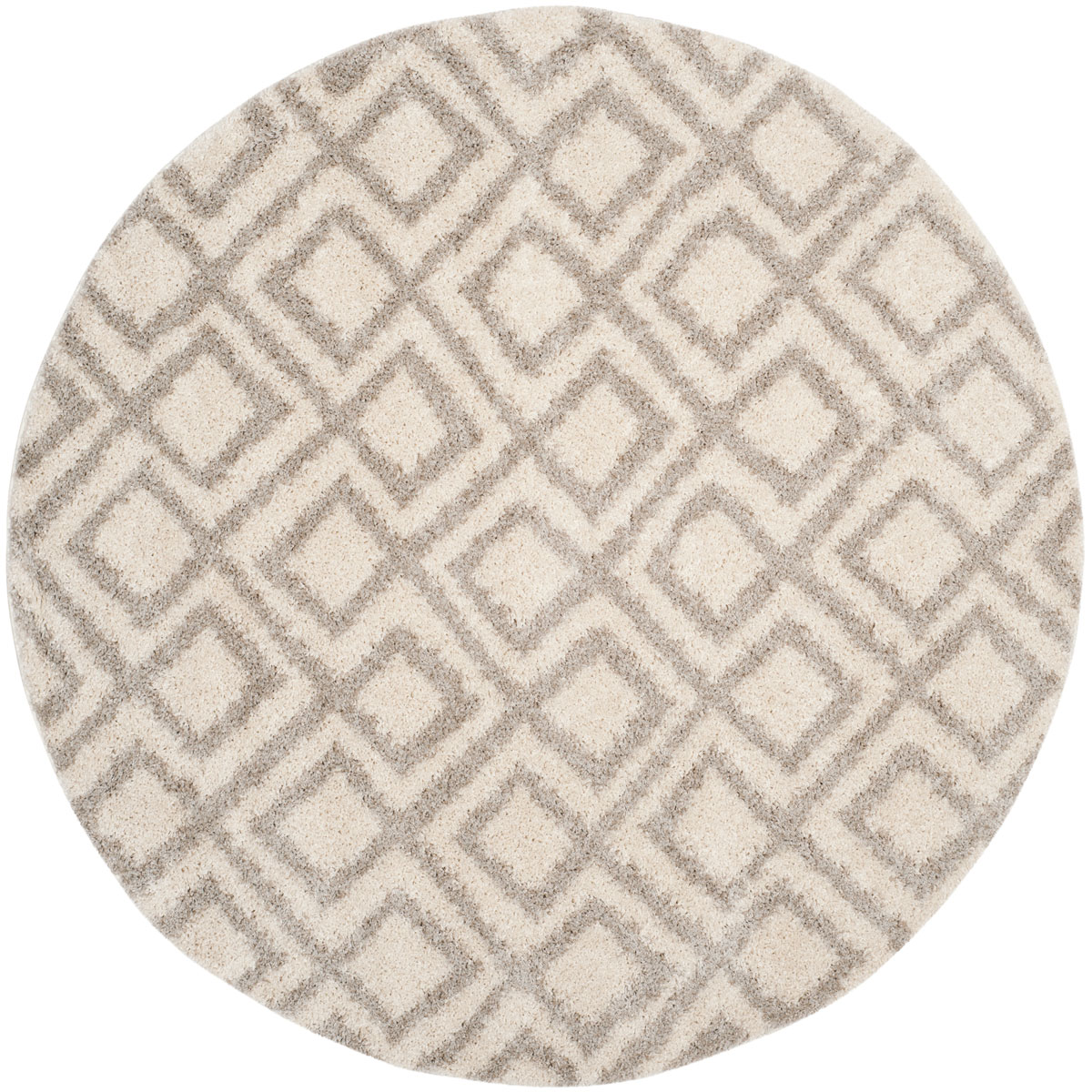 Asg740a-7r Arizona Shag Round Rug, Ivory & Beige - 6 Ft. - 7 In. X 6 Ft. - 7 In.
