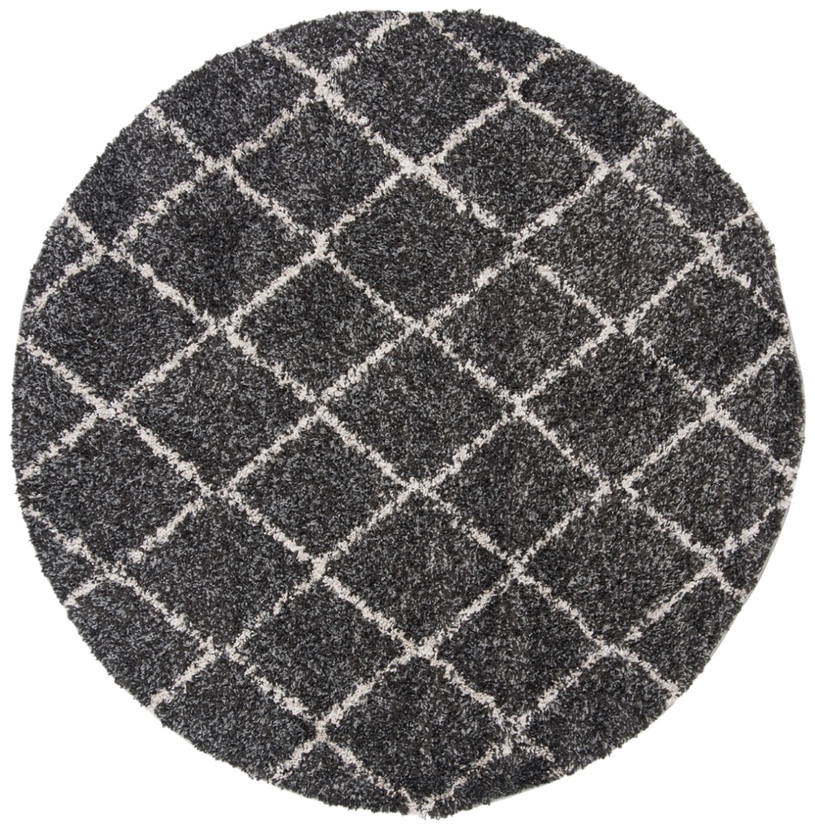 Asg742c-7r Arizona Shag Power Loomed Round Area Rug, Anthracite & Beige - 6 Ft.-7 In. X 6 Ft.-7 In.