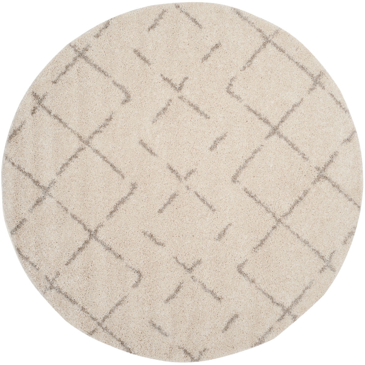 Asg743a-7r Arizona Shag Power Loomed Round Area Rug, Ivory & Beige - 6 Ft.-7 In. X 6 Ft.-7 In.