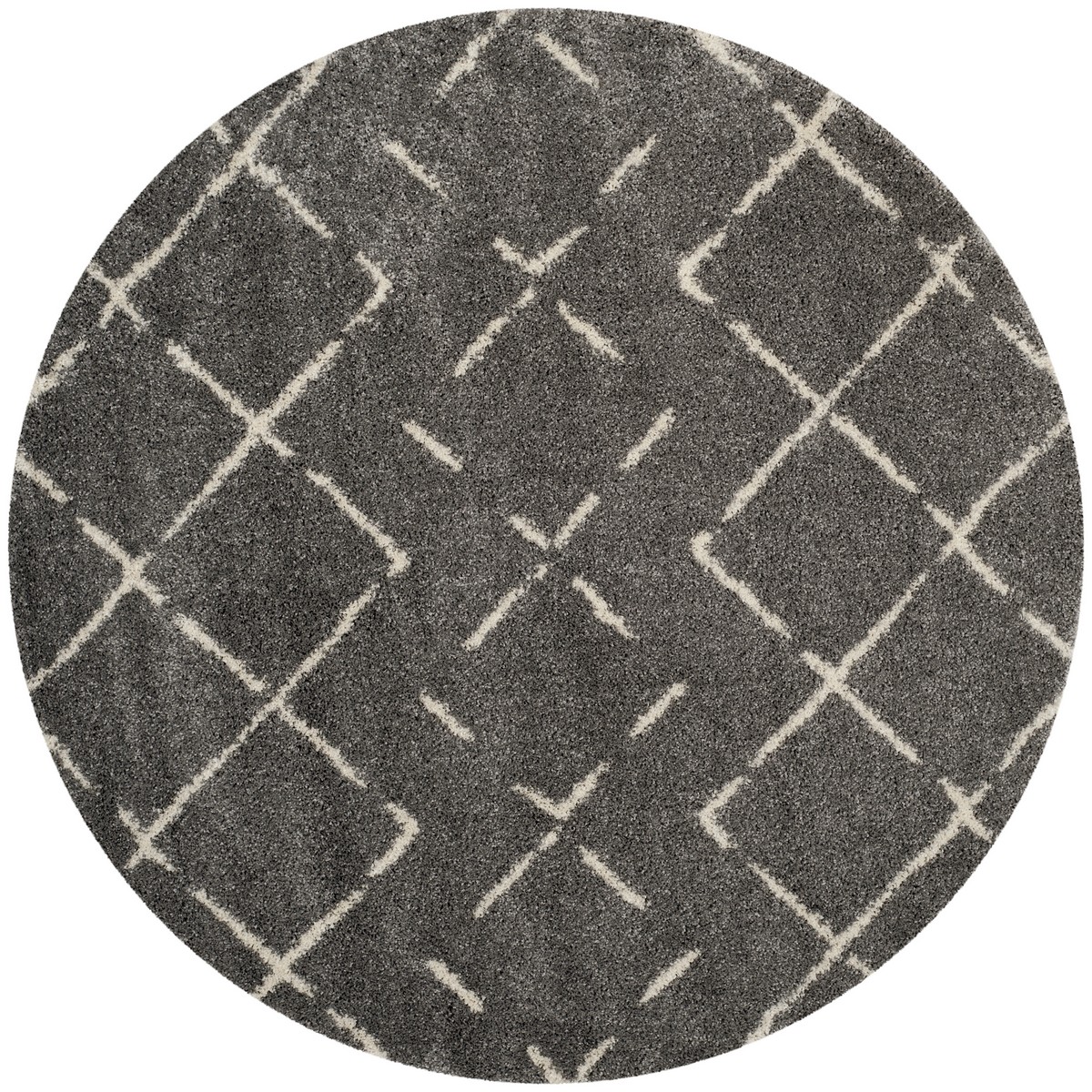 Asg743b-7r Arizona Shag Power Loomed Round Area Rug, Brown & Ivory - 6 Ft.-7 In. X 6 Ft.-7 In.