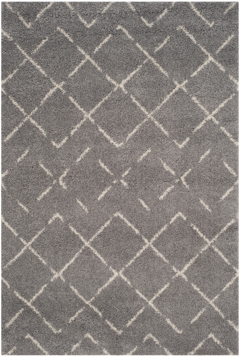 Asg743d-7 Arizona Shag Power Loomed Medium Rectangle Area Rug, Grey & Ivory - 6 Ft.-7 In. X 9 Ft.-2 In.